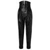Katie Faux-Leather High Waist Ruched Asymetrical Pants - LuxeFusion